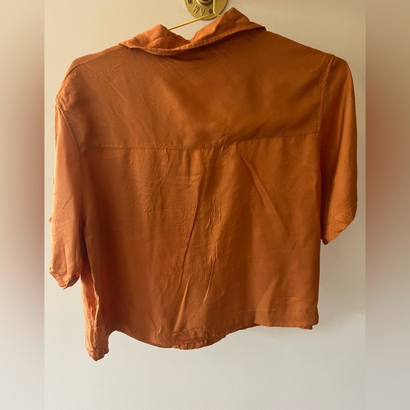 Burnt orange short sleeve button blouse - Picture 5 of 5